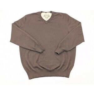 Cabelas Outfitters Mens Brown Wool Blend V-Neck Pullover Sweater Size XL